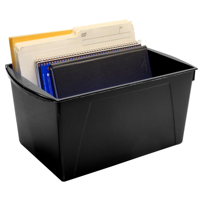 Storex Extra-Large Book Bin, Interlocking Plastic Organizer for Home, Office and Classroom, Black, 1-Pack (71130A06C) - Image 4